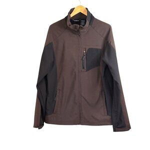 Minus Zero Men's Soft Shell Zip Front Jacket Brown Black Size L